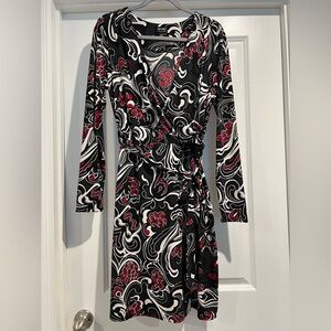 Nicole Miller Long Sleeve Faux Wrap Dress Size Large